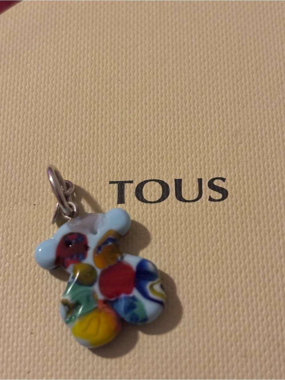 TOUS Multicolor Bear Pendant Charm with Silver Bail